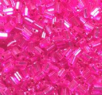 50g 5x4x2mm Hot Pink Silver Lined Tile Beads